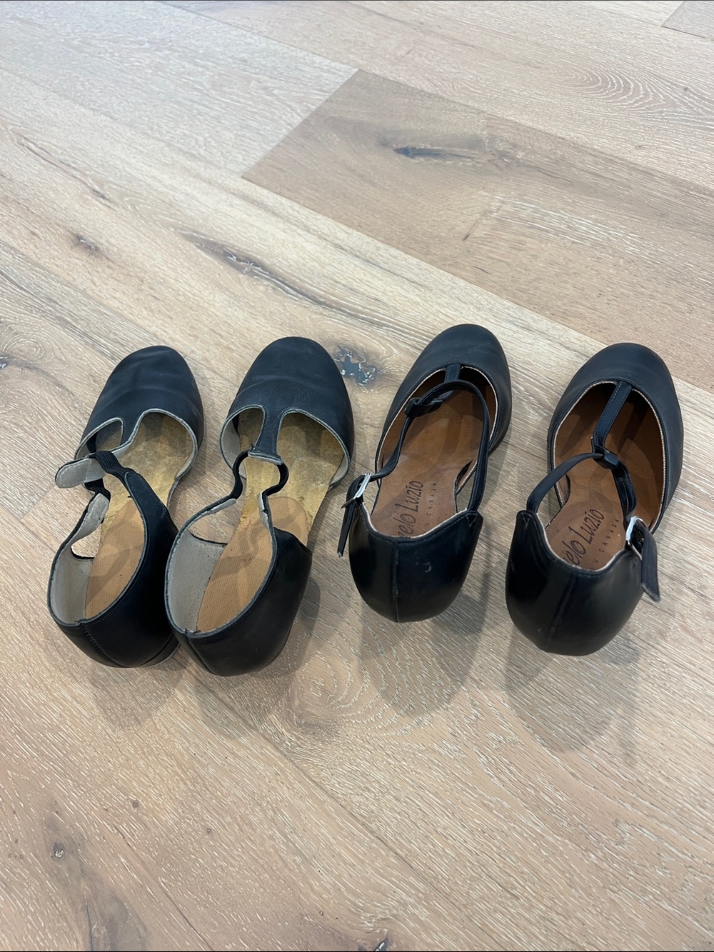 Indoor Dance Shoes Women’s Black T-Strap Dress Flats with Buckle